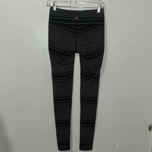 Athleta Colorblock Stripe Chaturanga Black Gray Tight Leggings Sz ST Small Tall - Picture 7 of 12